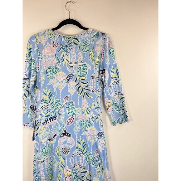 Lilly Pulitzer Blue Jessalynne Romper Wrap Mini Floral Ruffle Stretch Size M - Picture 8 of 12